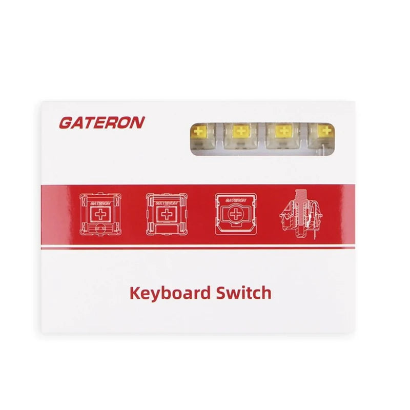GATERON Milky Yellow Red Pro Switches Milky Yellow Pro Red Linear Lubed Switch SMD RGB Mx Switch for Mechanical Keyboard 5 Pins Qme