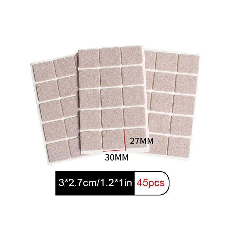 3-72PCS Felt Chair Leg Pads Round Square Floor Protector Self Adhesive Furniture Pads Mute Bumper Pad Home Furniture Feet Mat Qme D-45PCS Beige