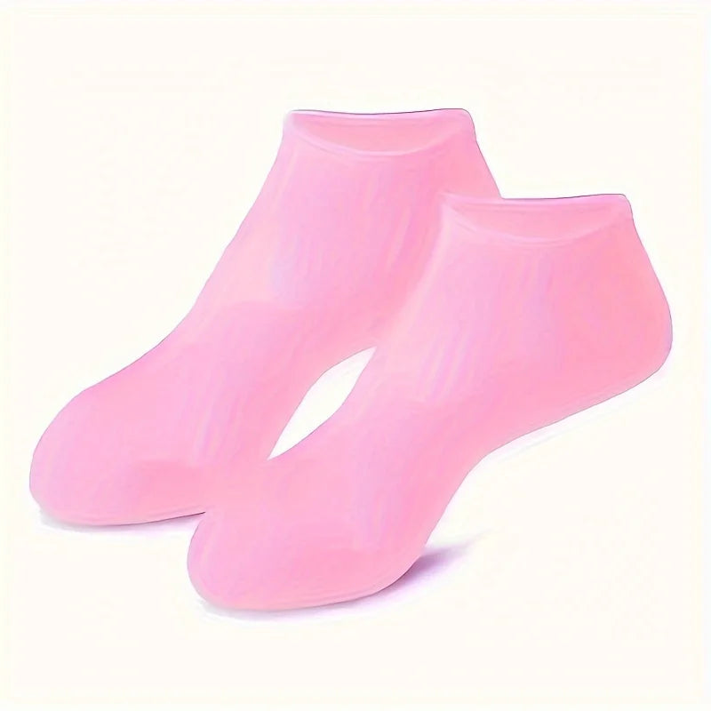 Moisturizing Silicone Gel Socks Dry Cracked Feet Nourishing Skin Qme 2PC-Pink