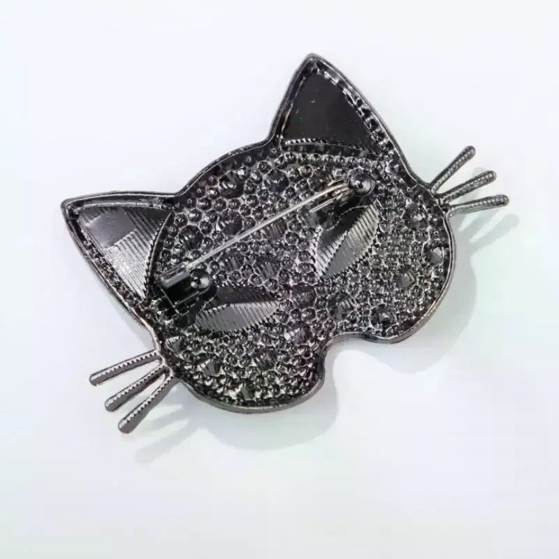 Sparkling Cat Head Brooches For Women Unisex 4-color Luxury Lovely Kitty Pets Animal Office Party Brooch Pins Gifts Qme