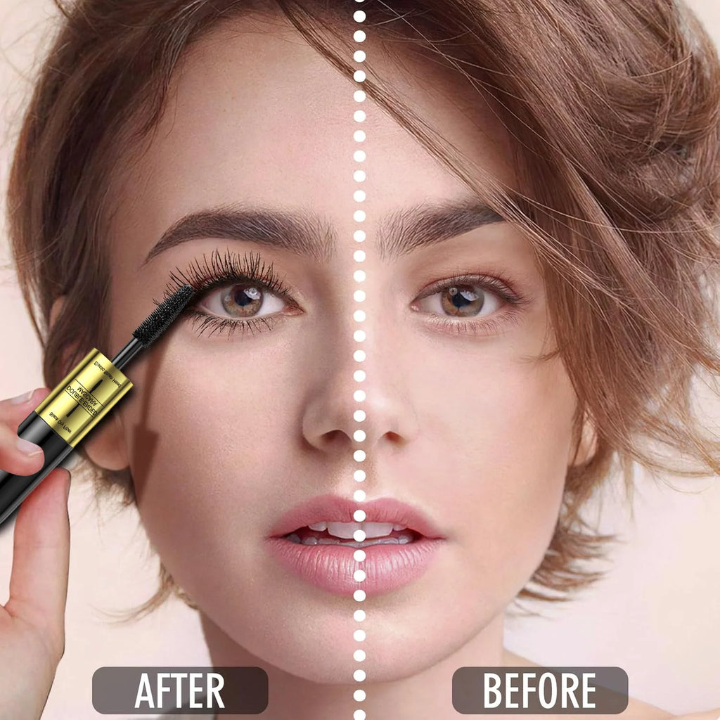 QIC Double In-one Mascara Silk Fiber Mascara Waterproof Mascara Eyelash Extension Black Thick Lengthening Eye Lashes Cosmetics Qme