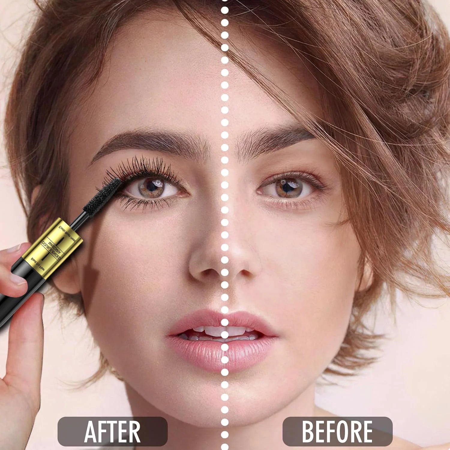 QIC Double In-one Mascara Silk Fiber Mascara Waterproof Mascara Eyelash Extension Black Thick Lengthening Eye Lashes Cosmetics Qme
