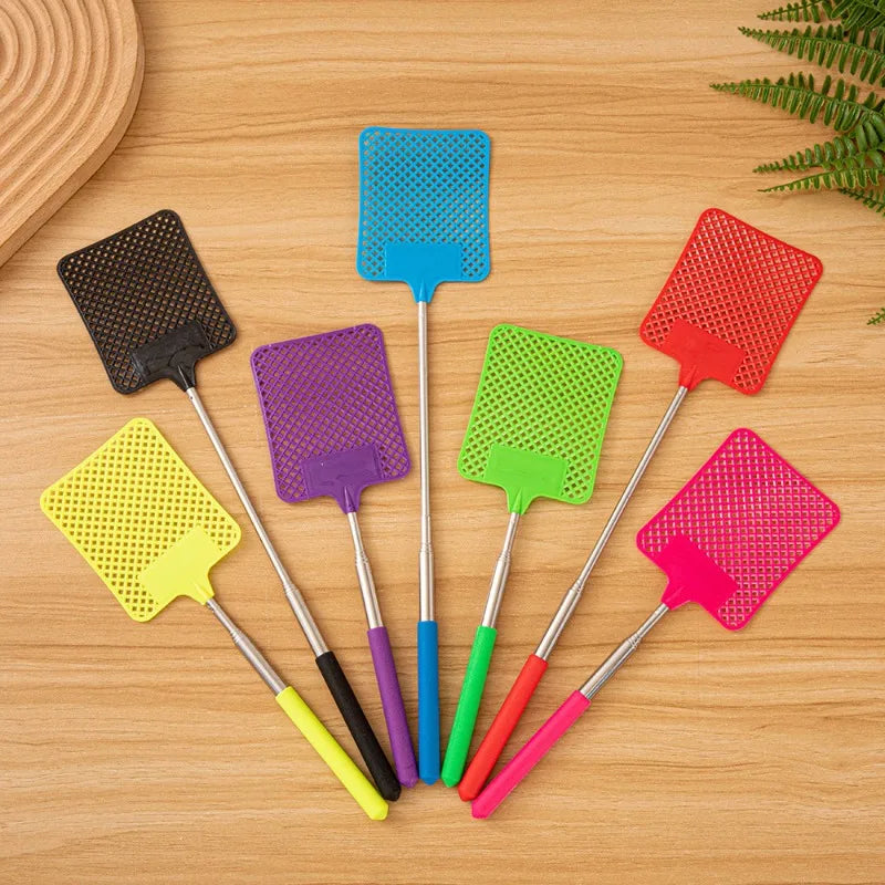 1 Pack Of Black Creative Fly Swatter Mosquito Swatter Stainless Steel Expansion Design Fly Repellent Supplies Qme