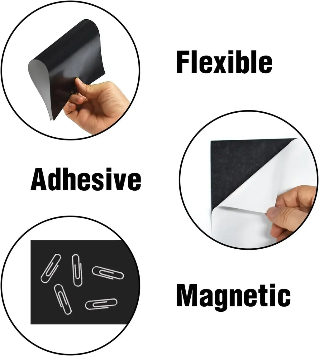 Adhesive Magnetic Sheets 4 x 6 Inch Photo Magnets, Flexible Magnet Sheets with Backing for Crafts, Photos, Pictures, Easy Peel. Qme