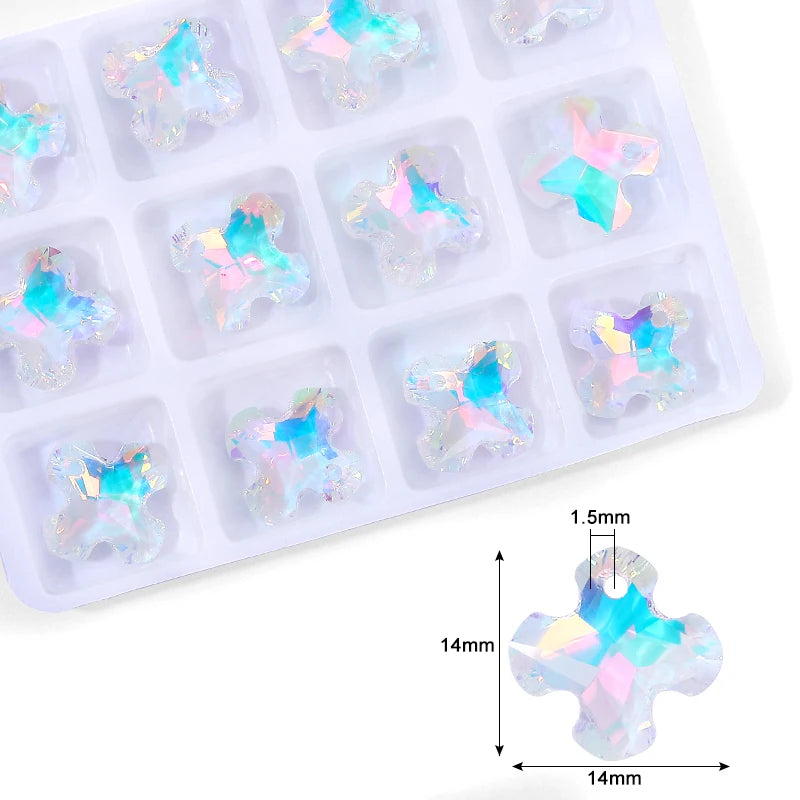 Cute Crystal Pendants With Multiple Shapes AB Color Glass Charms Beads Used For Making Necklaces Bracelets DIY Jewelry Making Qme 1-12pcs