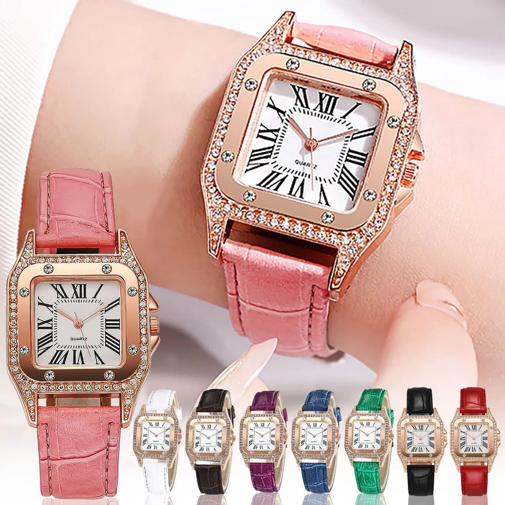 Top Brand Elegant Women Leather Strap Watch Casual Ladies Quartz Wristwatch Female Bracelet With Watch Set Clocks Reloj Mujer Qme