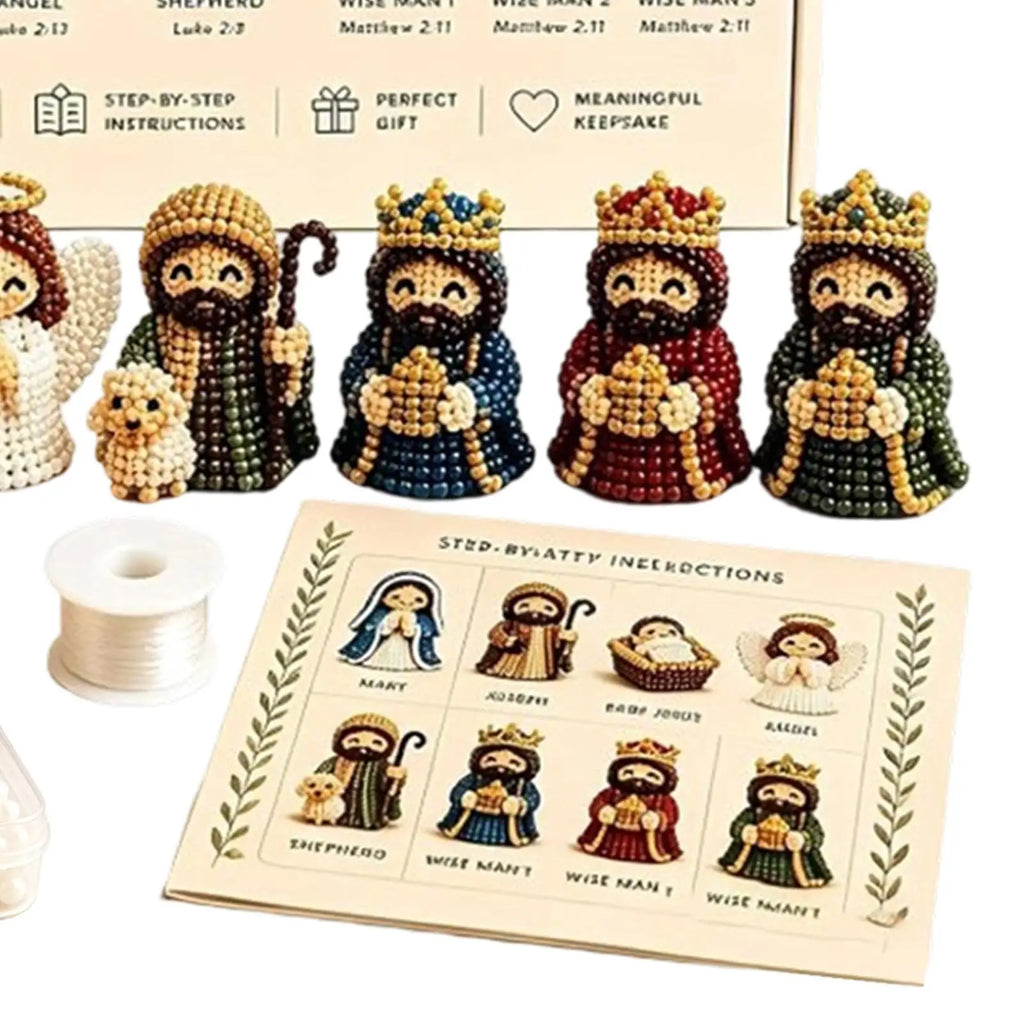 NEW Nativity Bead Craft Kit 3D Beaded Craft Figurines Decor Beading Christmas Figures Kit For Men Women Adults Dad Wife Husband Qme