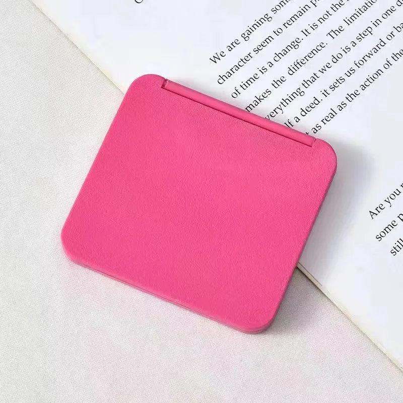 2-Face Makeup Mirror Square Portable Cute Girl's Hand Mini Pocket Qme Rose China Mainland