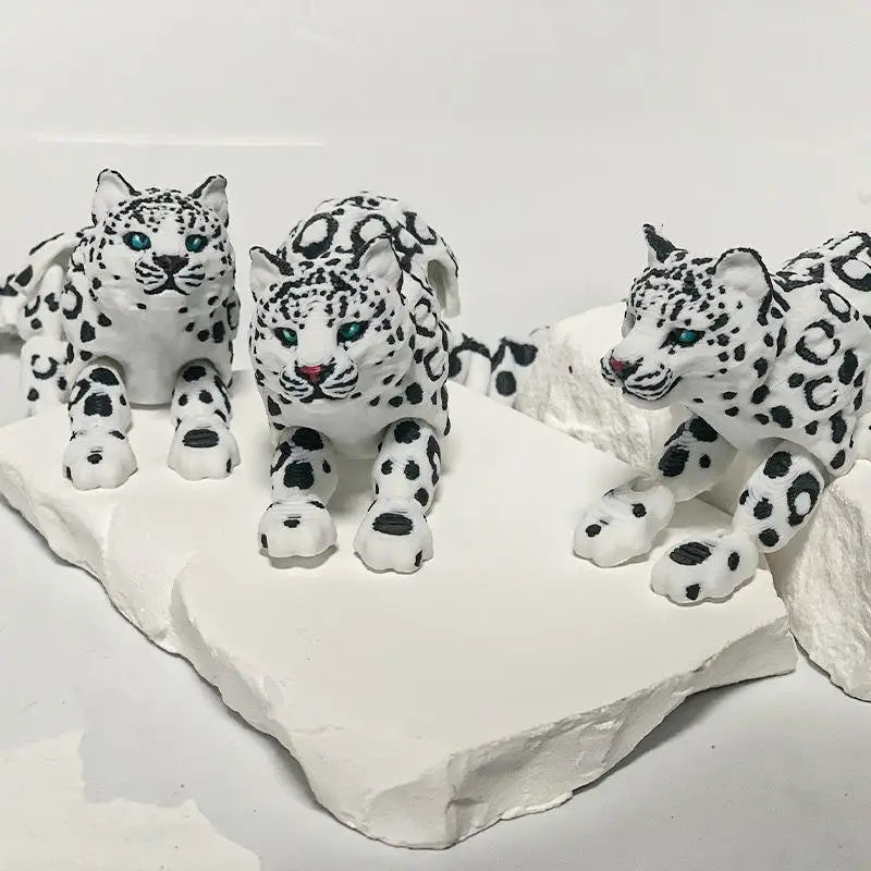Animals Figurine Miniatures Home Decoration 3D Printed Snow Leopard Qme