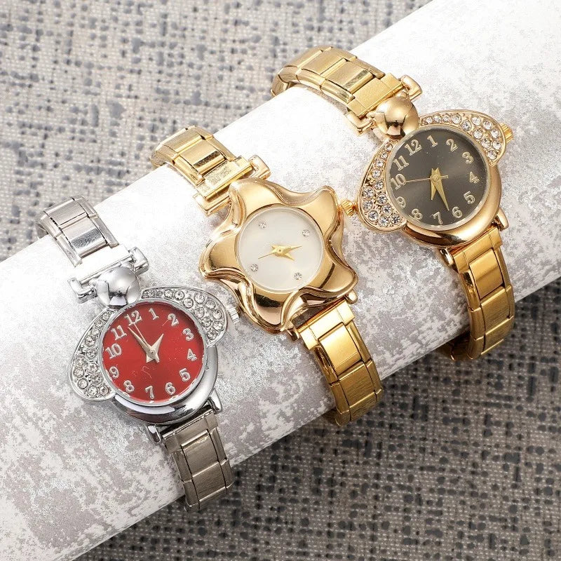 2025 New Wholesale Fashion Women's Watch Golden Luxury Trendy Small Dial Watch Suitable for Daily Clothing Matching or As a Gift Qme