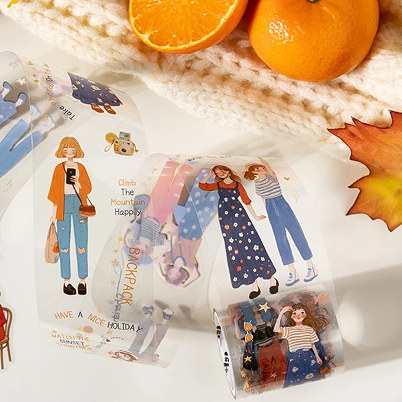 6 Rolls Girl Character Washi Tape, Soft & Healing Decor for Journals, Gift Wrapping & Versatile Scene Crafting Qme