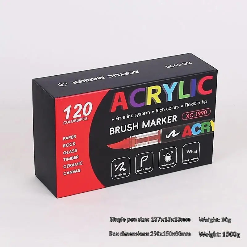 Acrylic Brush Markers Non Toxic Rich Colors Drawing Crafting Paper Qme B