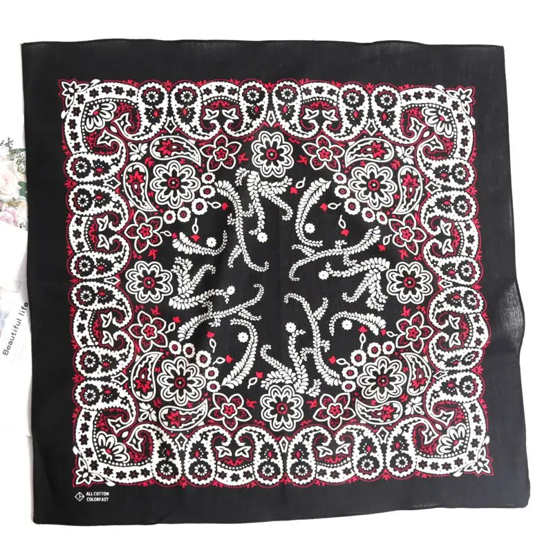 Hip Hop 100 Cotton Bandana Square Scarf Black Paisley Riding Headband Qme Brown One Size