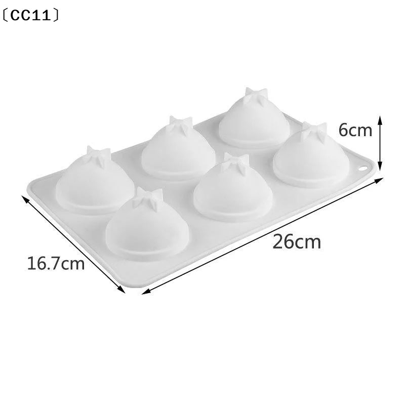 6 Cavity Peach Silicone Cake Baking Mold Chocolate Mousse Ice Cream Qme