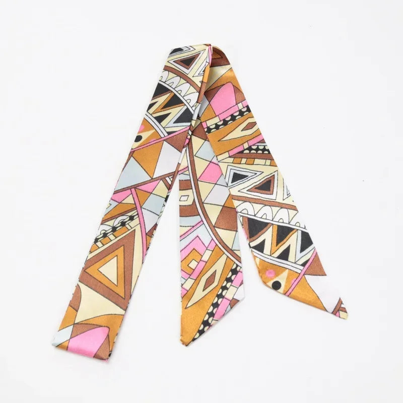 Skinny Scarf Hair Small Women Simple Handle Ribbon Fashion Printing Qme A-10