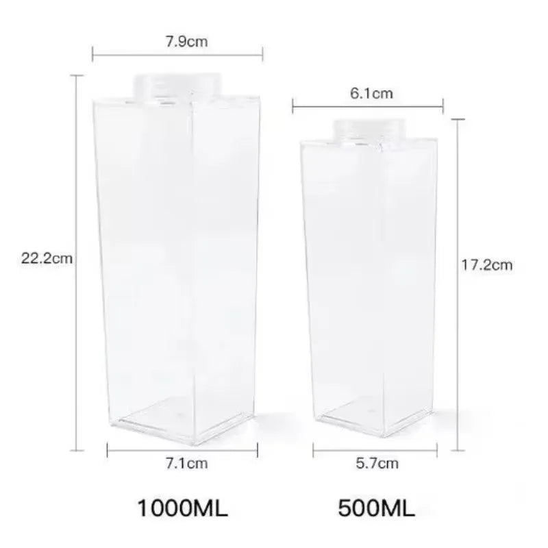 500/1000ml Plastic Clear Convenience Bottle New Reusable Juice Transparent Sport Leakproof Cup Box Milk Drinking Water Home Qme