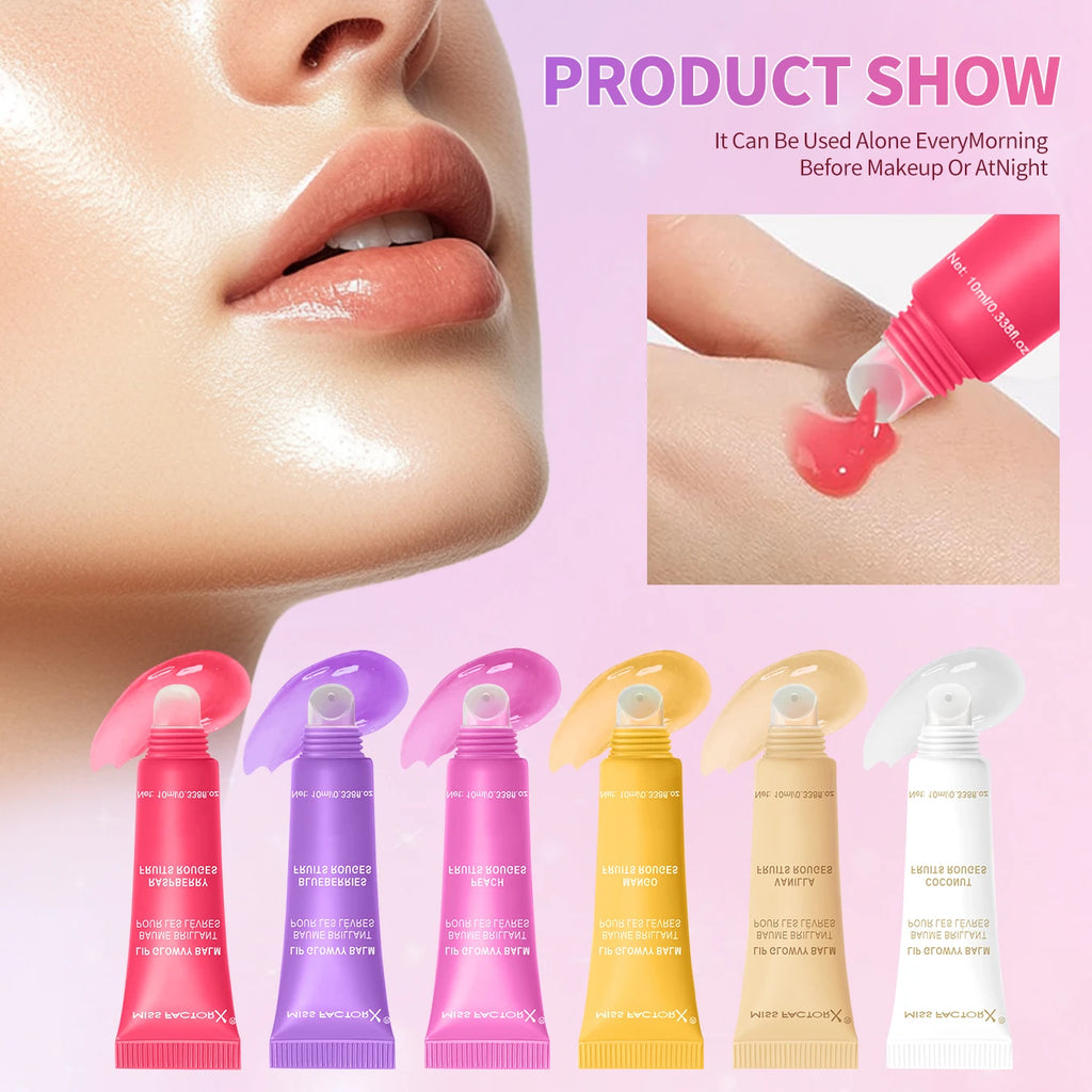 6-piece fruit flavored lip gloss set, moisturizing lip oil, glossy hydration, the best choice for women's holiday gifts Qme