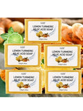 5 Pack GZE Body Restore Lemon Turmeric Kojic Acid Soap, with Shea Butter, For Face Dark Spots, Body, Rejuvenating, Exfoliating Qme GZE206-5 Lemon Turmeric