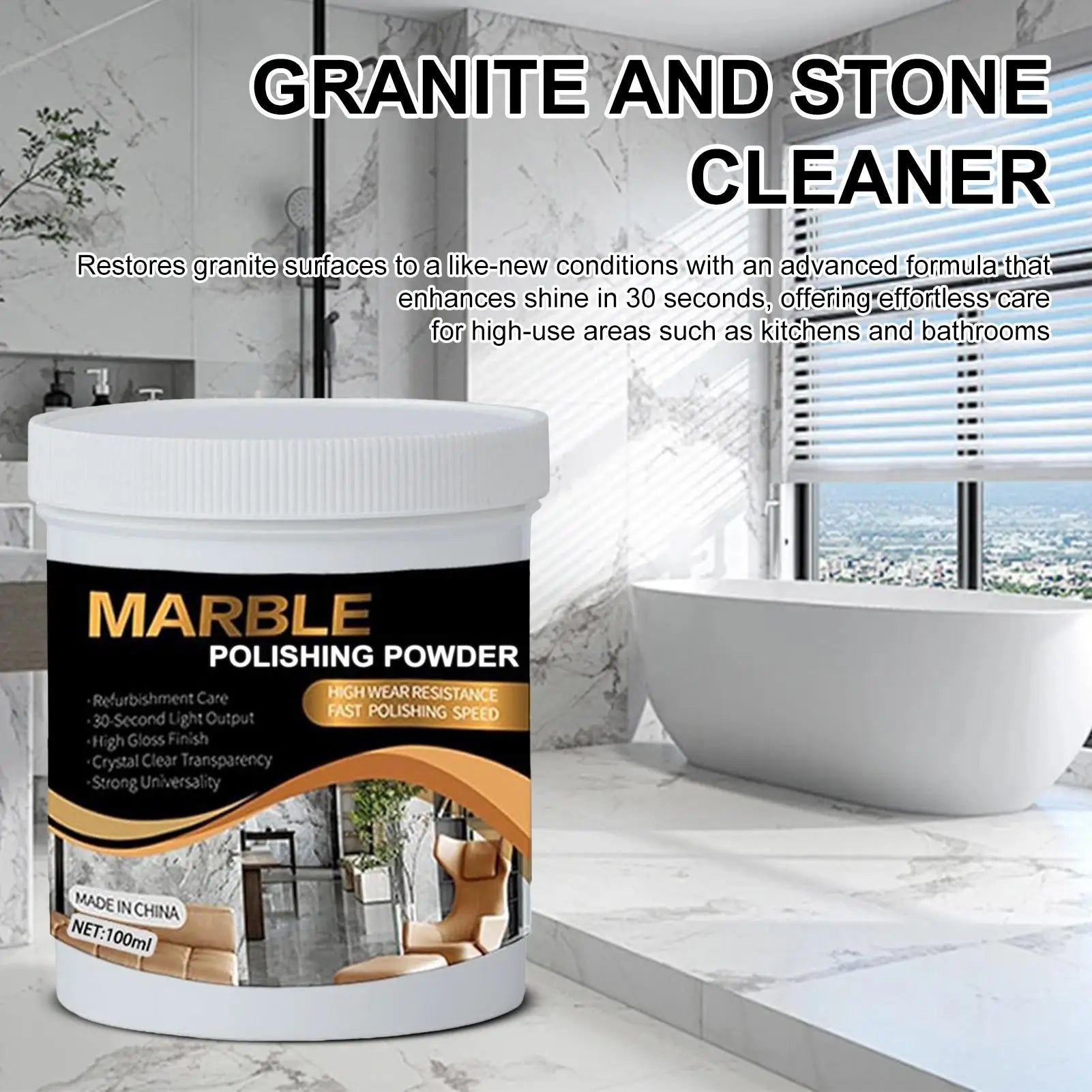 Granite Polishs 100ml Stone CountertopPolish Marble Cleaner Deep Cleaning Restorer Polishing Supplies For Porcelain Shower Sink Qme