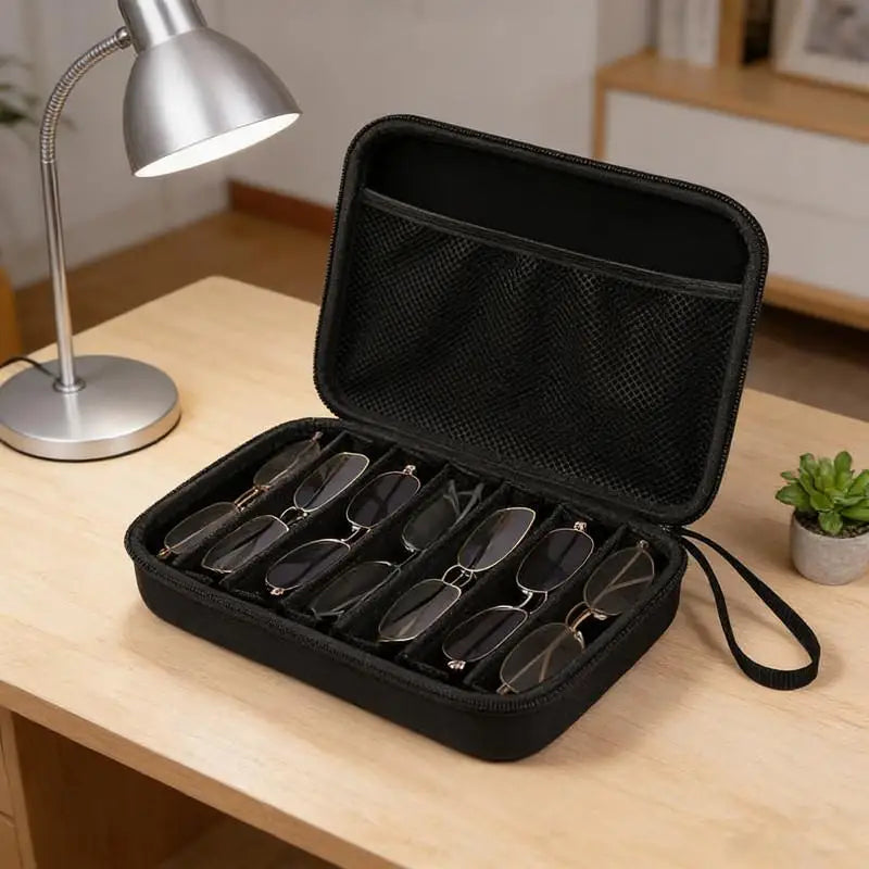 6 7 Compartment Adjustable Glasses Storage Box Portable Organizer Qme