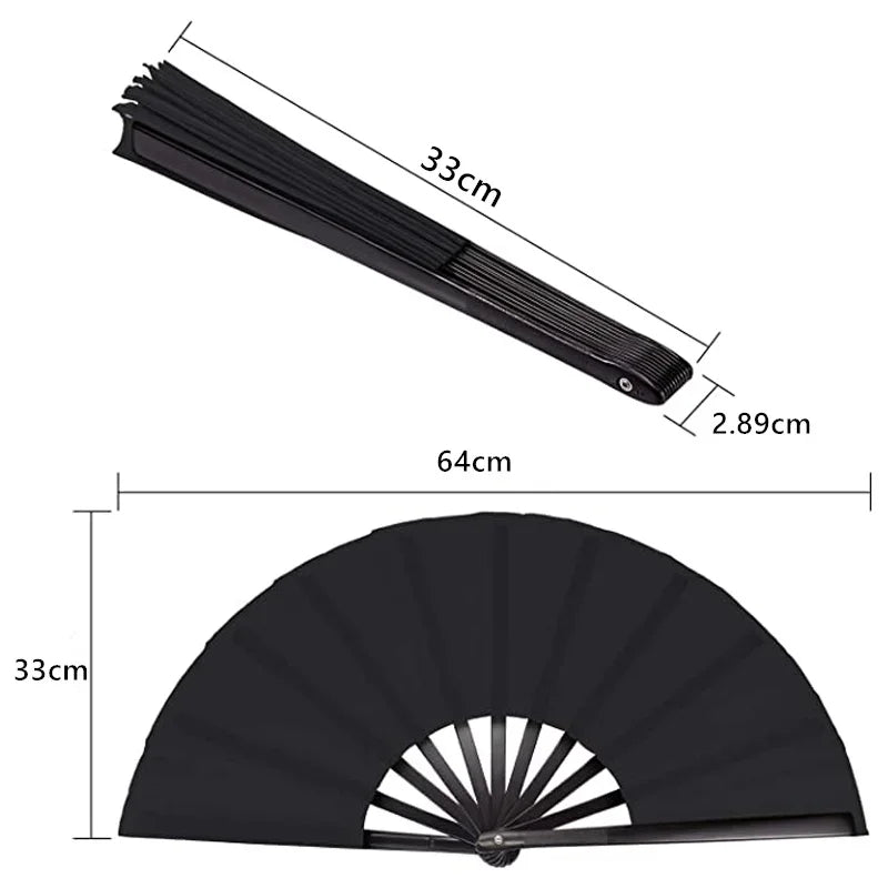 Vintage Black Chinese Folding Fans Kung Fu Fan Wedding Party DIY Qme A