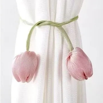 Elegant Adjustable Tulip Curtain Straps Creative Fashion Curtain Tieback Rope Beautifully Designed Homestay Curtain Accessories Qme Pink 1Pcs