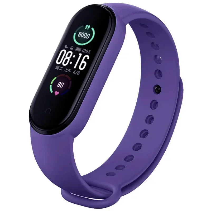 Watch Strap For Xiaomi Mi Band 7 6 5 4 3 Wristband Silicone Bracelet Wrist Straps MiBand 3/4 band5 band6 Smartwatch Accessories Qme star purple Mi band 5 6 7