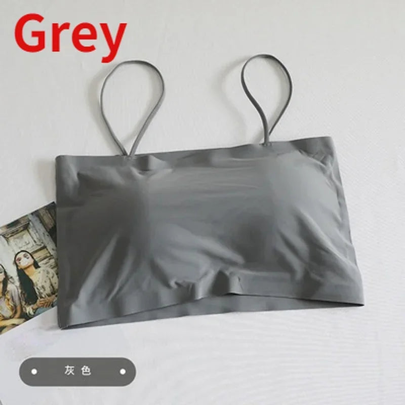 Comfortable Waist Beauty Back Wrap Chest Tube Top Girl No Steel Ring Camisole Bra Underwear New Female Simple Beauty Back Qme Grey One Size