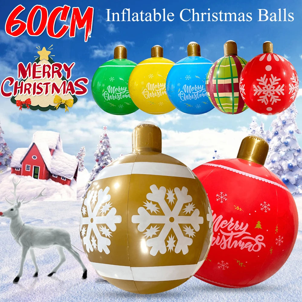 24 Inch Giant Inflatable Christmas Ball Outdoor Christmas Decorations New Years Christmas Ornaments Christmas Decorations Ball Qme