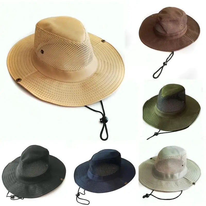 Men's Wide Brim Knight Sun Hat Monochrome Matte Outdoor Fisherman Cap Qme
