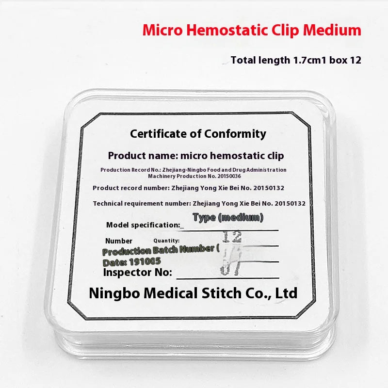 Stainless Steel Micro-hemostatic Clip Artery Vein Small Blood Vessel Qme e