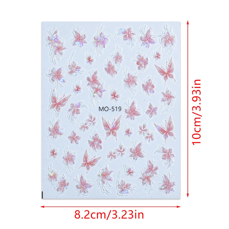 Nail Adhesive Charm Art Accessories Laser Flower Sticker Decoration Qme