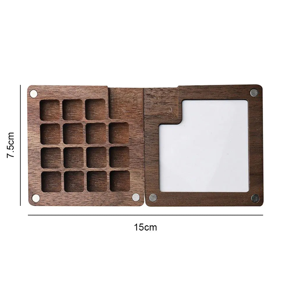 Travel Paint Palette Mini Watercolor Palette Set with Clip Portable Watercolor Set Wooden Grid Paint Box for Watercolor Painting Qme