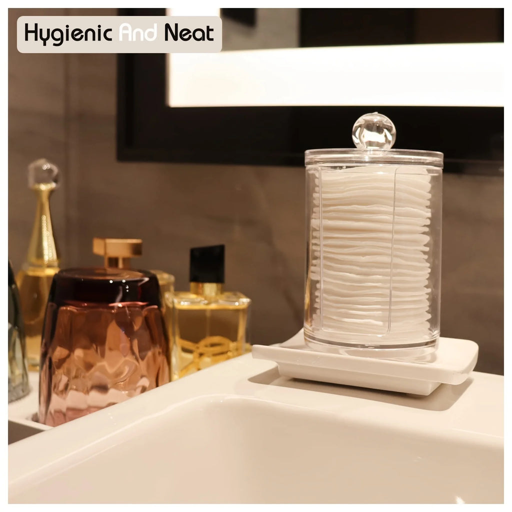 1pc, Cosmetic Pads Storage Rack, Large Capacity Qtip Dispenser Holder Transparent Acrylic Storage Organizer Containers Rounds Qme