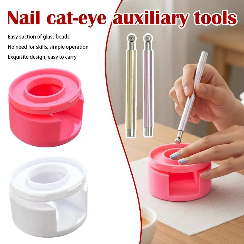 Double Head Cylindrical Nail Magnet Stick Cat Eye Auxiliary Device Quick Suction Cat Eye Nail Magnet Manicure Tool For Nail Art Qme