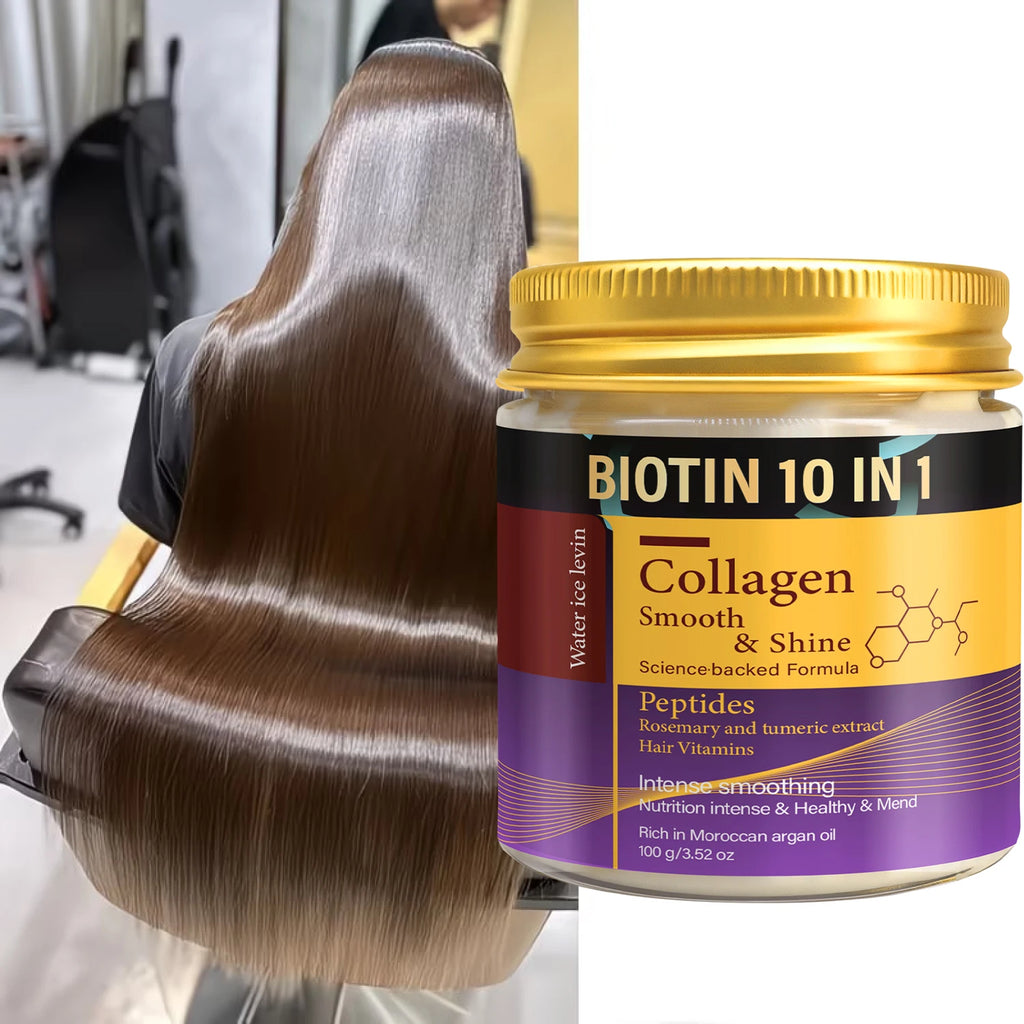 Collagen & Keratin Hair Mask - Biotin 10-in-1 Formula for Smooth, Shiny & Repaired Hair Qme