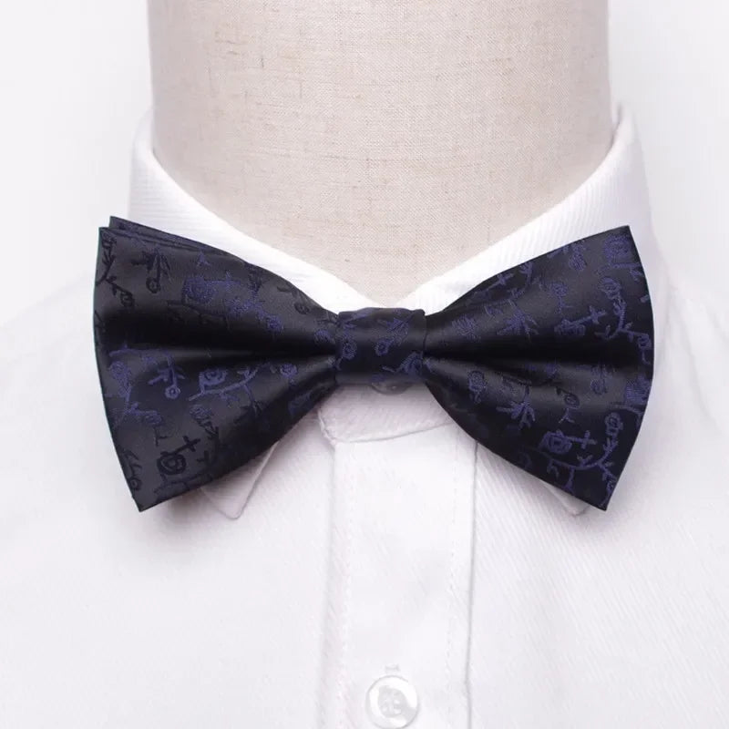 Classic Black Men Bow Ties Fashion Polyester Bowtie Woven Dot Checked Stripped Butterfly Wedding Dress Mens Formal Dog Butterfly Qme A13