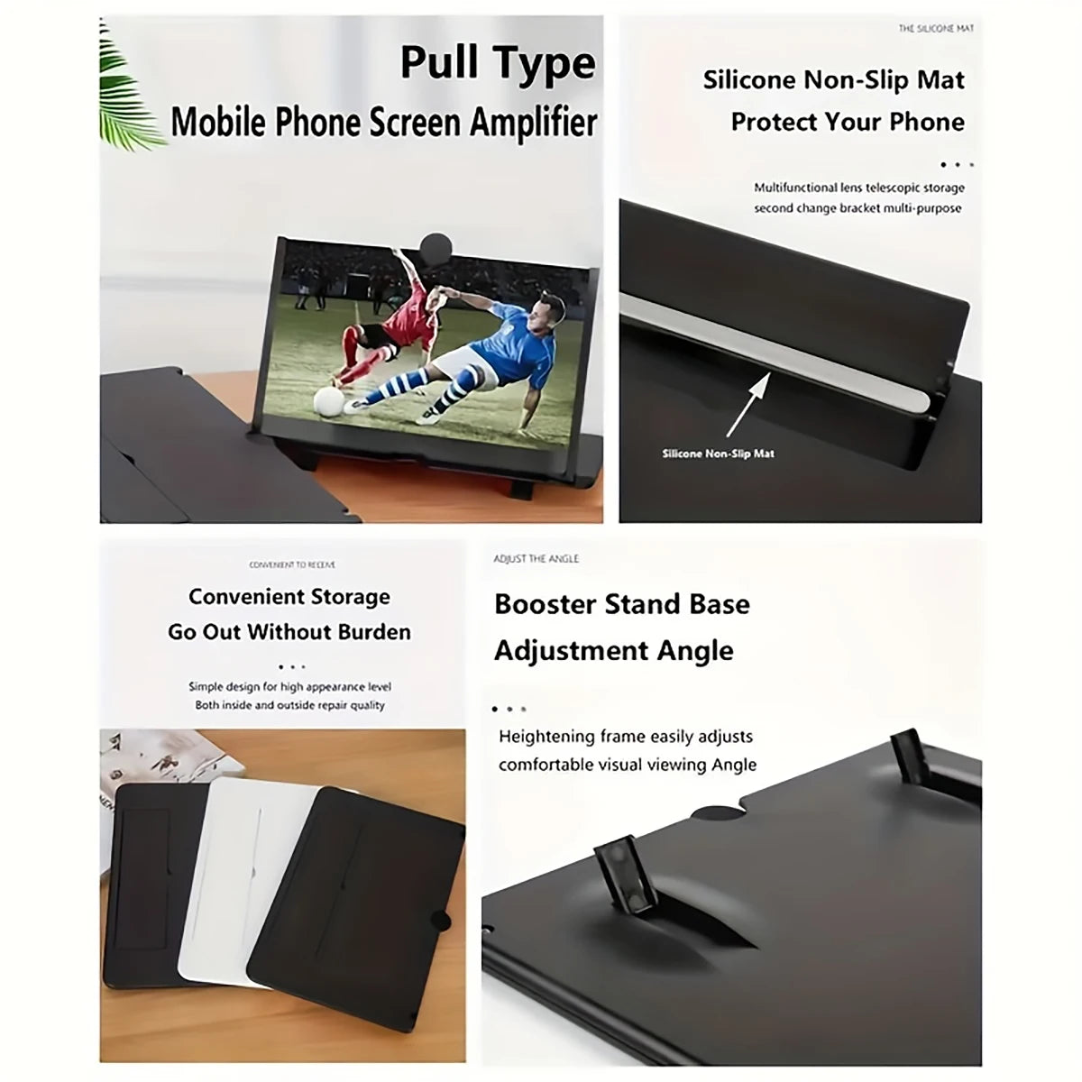 Mobile Phone Screen Magnifier HD Projection Desk Stand Compatible Qme