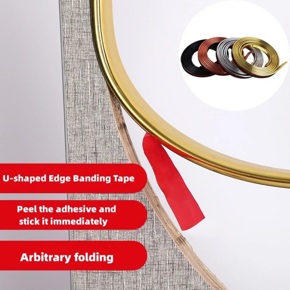 U-shaped Self-Adhesive Edge Banding Decorative Strip Wood Board Table Chair Protector Cover Furniture Seal Strip Home Decoration Qme