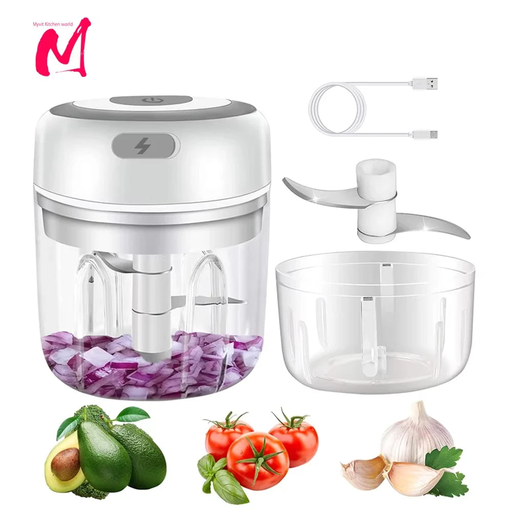 Electric Garlic Mincer 250ML Vegetable Chopper Food Chopper, USB Mini Garlic Mincer, Onion Chopper Portable Small Food Processor Qme