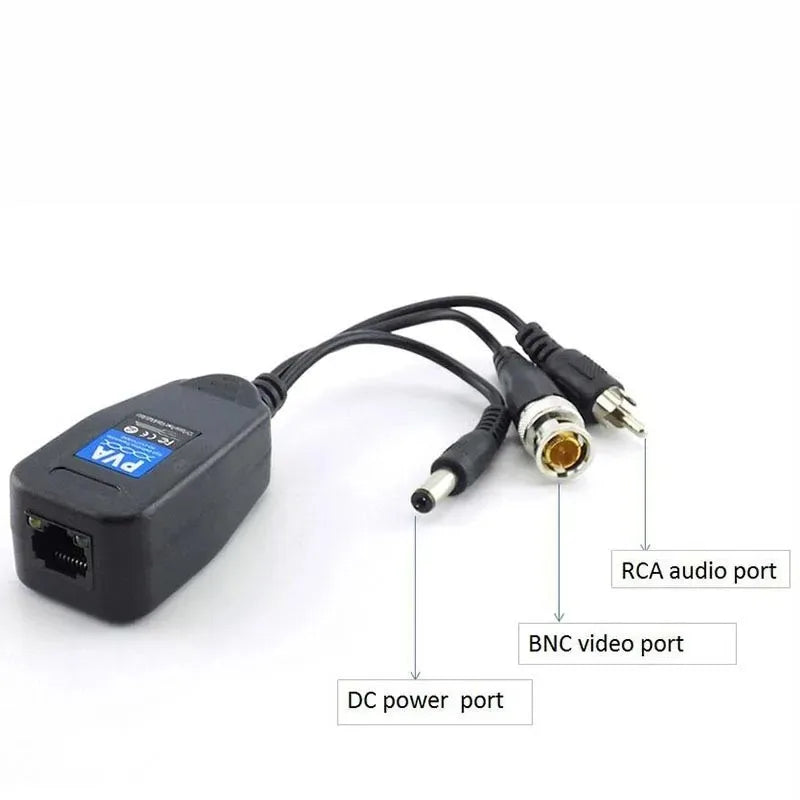 2PCS Coaxial HD Twisted Pair Transceiver 300M 1080P Video Power 3-in-1 for Security Camera CCTV System Qme