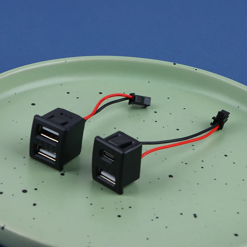 USB Female Base Type-c Black Double-layer Socket Lamp Charging Power Qme