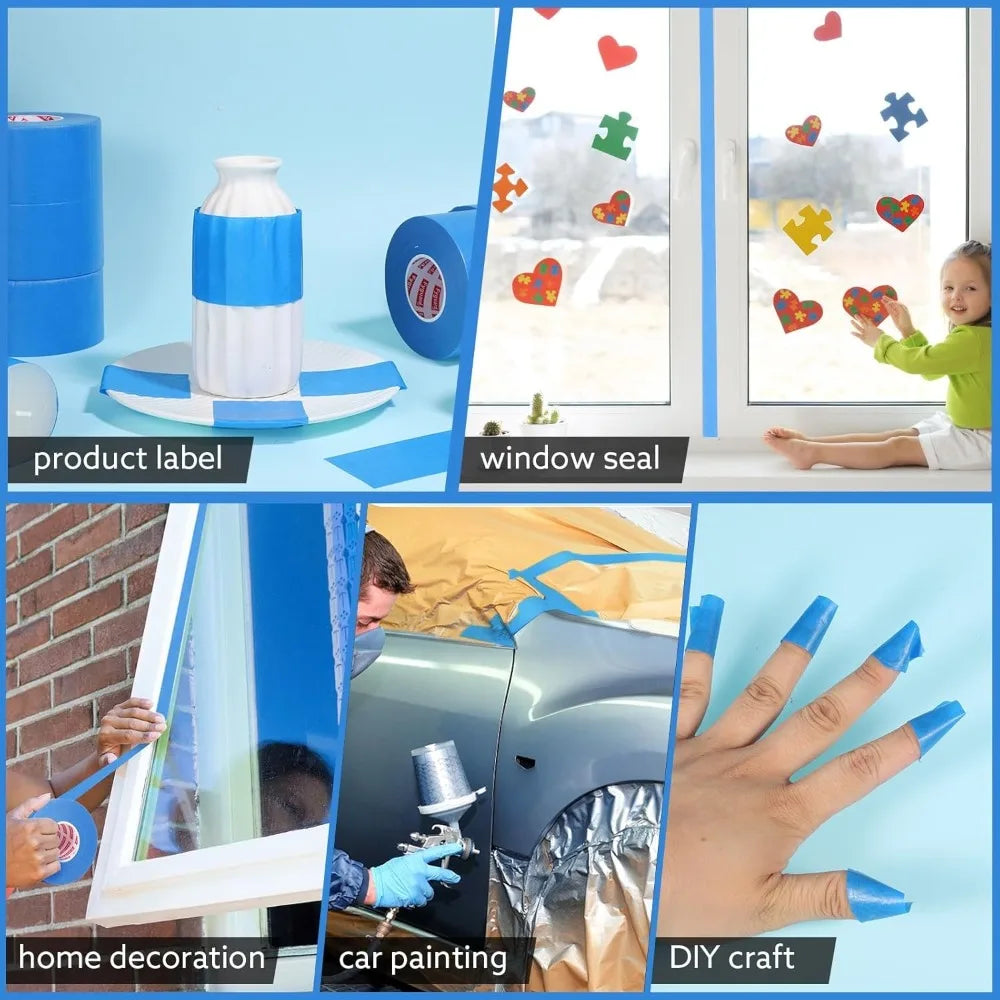 1/3 Roll Blue Paint Tape 20m Universal Multi-Surface Masking Easy Removal Painting Tape Home Improvement DIY Blue Masking Tape Qme