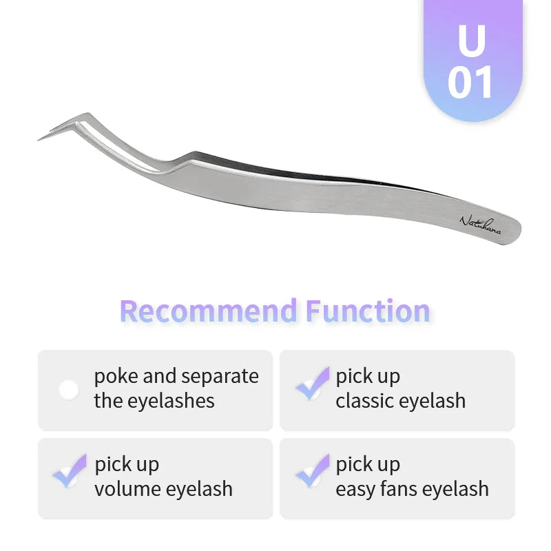 NATUHANA Anti-static Straight Eyelash Extension Tweezers Industrial Qme U-01