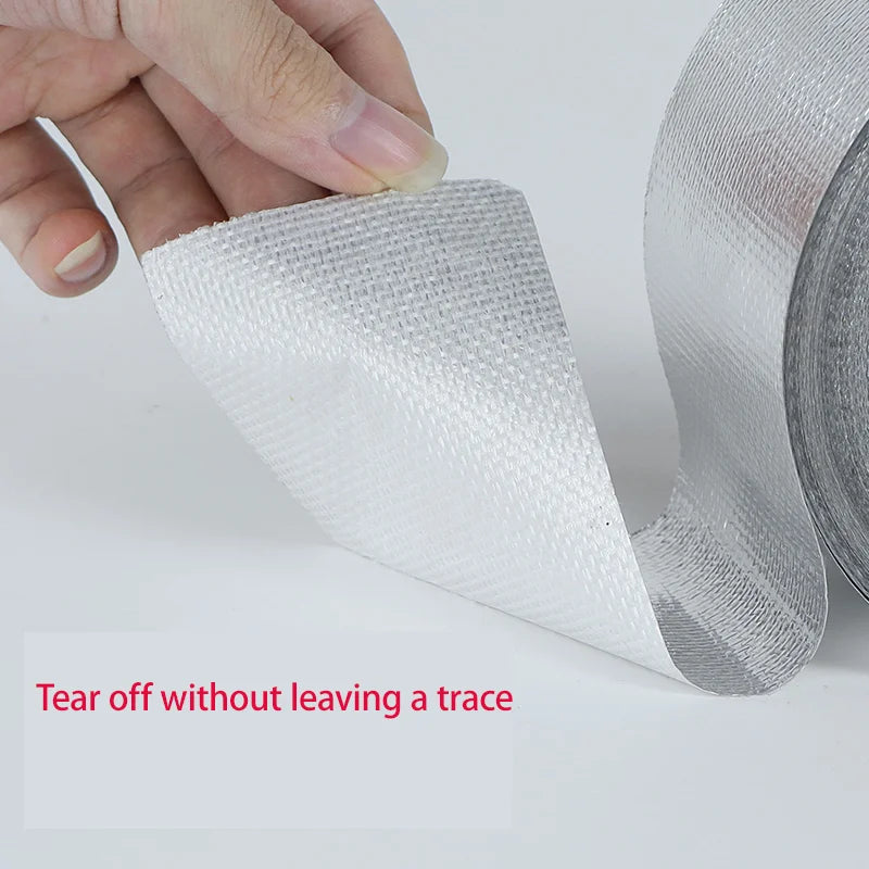 1Roll Thickened Fiberglass Cloth Aluminum Foil Tape High Temperature Resistant Waterproof Sun Protection Cina Hood Flame Retar Qme