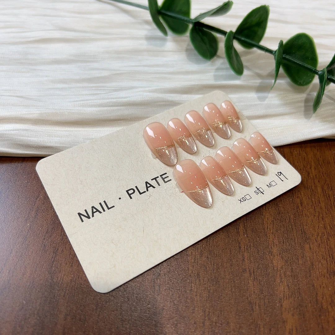 Cute Pearl French Handmade Press Nails Simple Flower Cat Eyes Nail Qme ZB04-S
