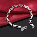 Hot new 20cm 925 Sterling silver Classic long Square chain men's Bracelets Wedding party Wild Christmas Gift fashion Jewelry Qme 20cm 8inches