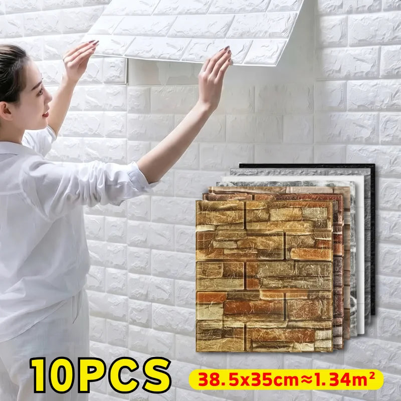 Self Adhesive Foam Brick Wallpaper 38 5x35cm Waterproof Wall Sticker Qme