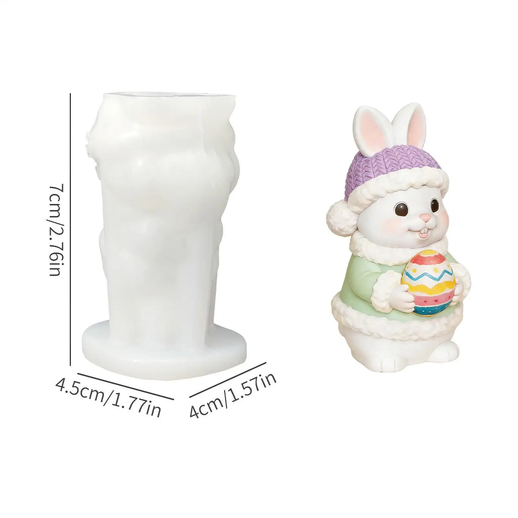 Bunny Silicone Mold 3D Rabbits Resin Reusable Aromatherapy Figurine Qme