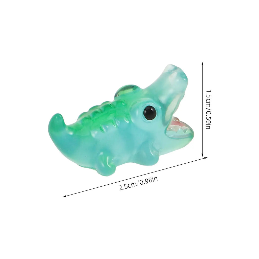 18Pcs Mini Resin Glowing Crocodile Animal Statues Glow Tiny Cartoon Animals Resin Sculptures Bonsai Decoration Micro Landscape Qme